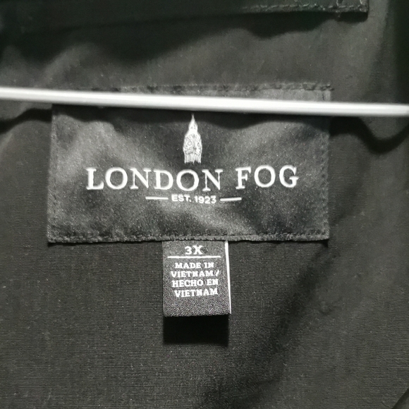 London Fog Classic Black Trench Coat - Picture 2 of 3